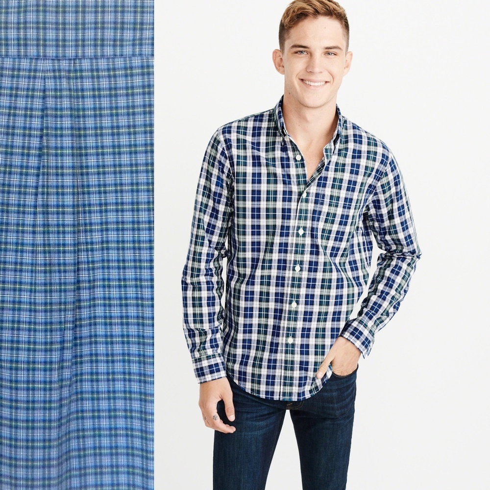 Abercrombie Kids Plaid Button-Down in Light Blue